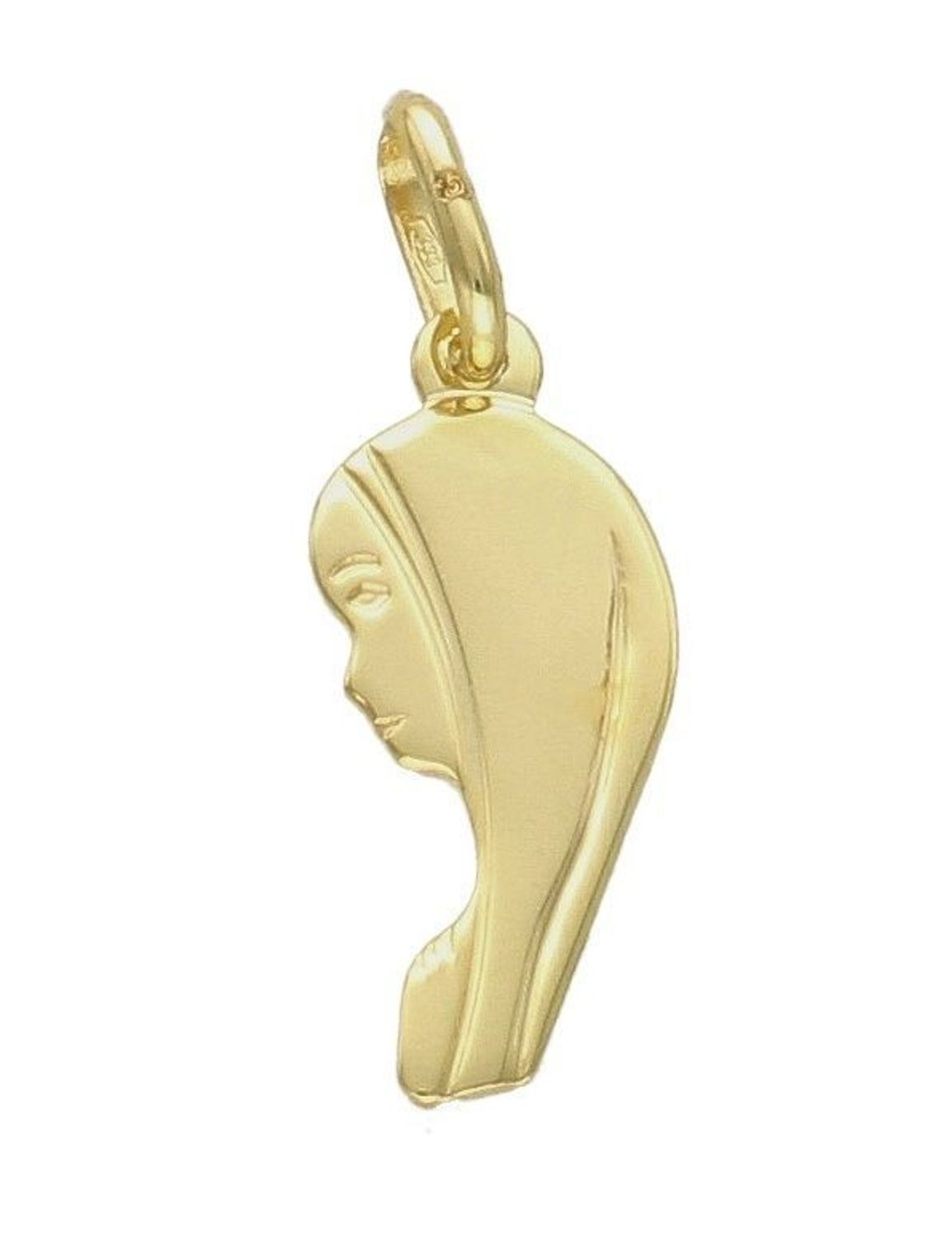 Złota zawieszka 333 Medalik Wizerunek Matki Boskiej ZA 1434A 333. Wyjątkowy, złoty medalik wykonany z próby złota 333 o wadze około 0,66 g. Oryginalna forma delikatnej zawieszki ujmuje kunsztem i pre.jpg